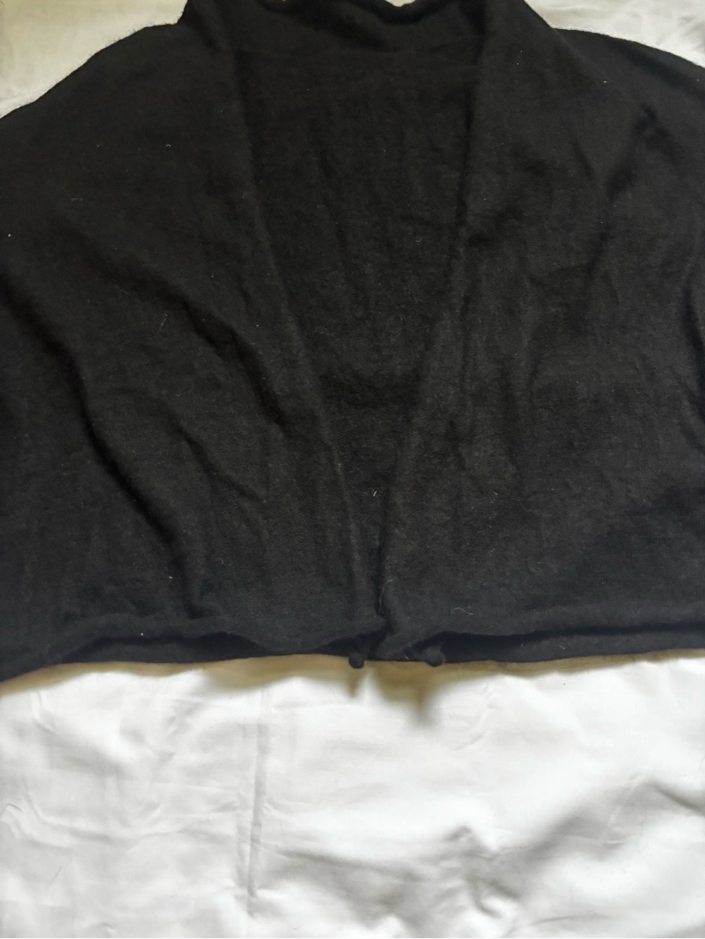 Women’s Y2K Cashmere Cropped Open Front Sweater in Classic Black Sz M - Picture 2 of 3